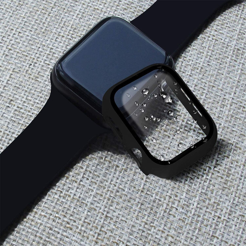Tempered Glass+Matte Watch Cover for Apple Watch Case 44mm 40mm 42mm 38mm Bumper+Screen Protector for Iwatch SE 6 5 4 3 2 1