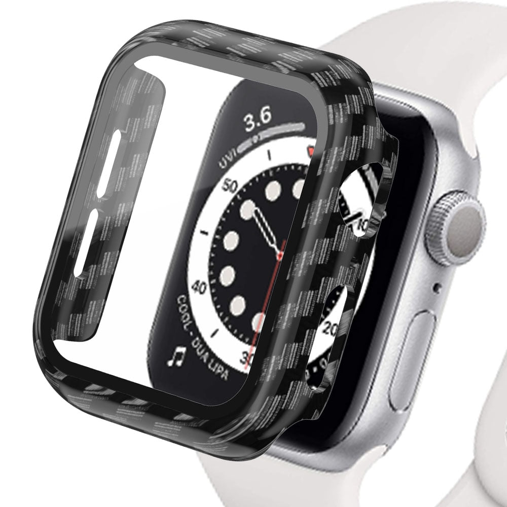 Tempered Glass+Matte Watch Cover for Apple Watch Case 44mm 40mm 42mm 38mm Bumper+Screen Protector for Iwatch SE 6 5 4 3 2 1